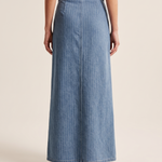 Pinstripe Denim Skirt — back view