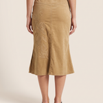 Printed Side-Split Maxi Skirt — Khaki back