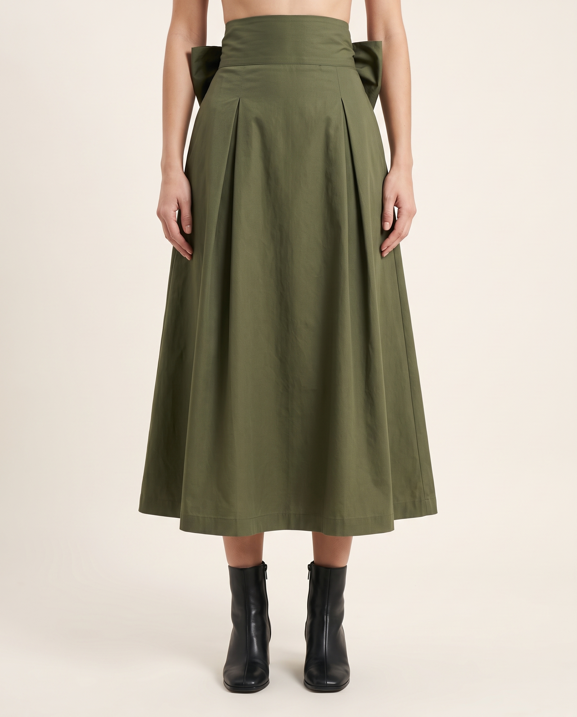 Solid Swing Maxi Skirt — front view