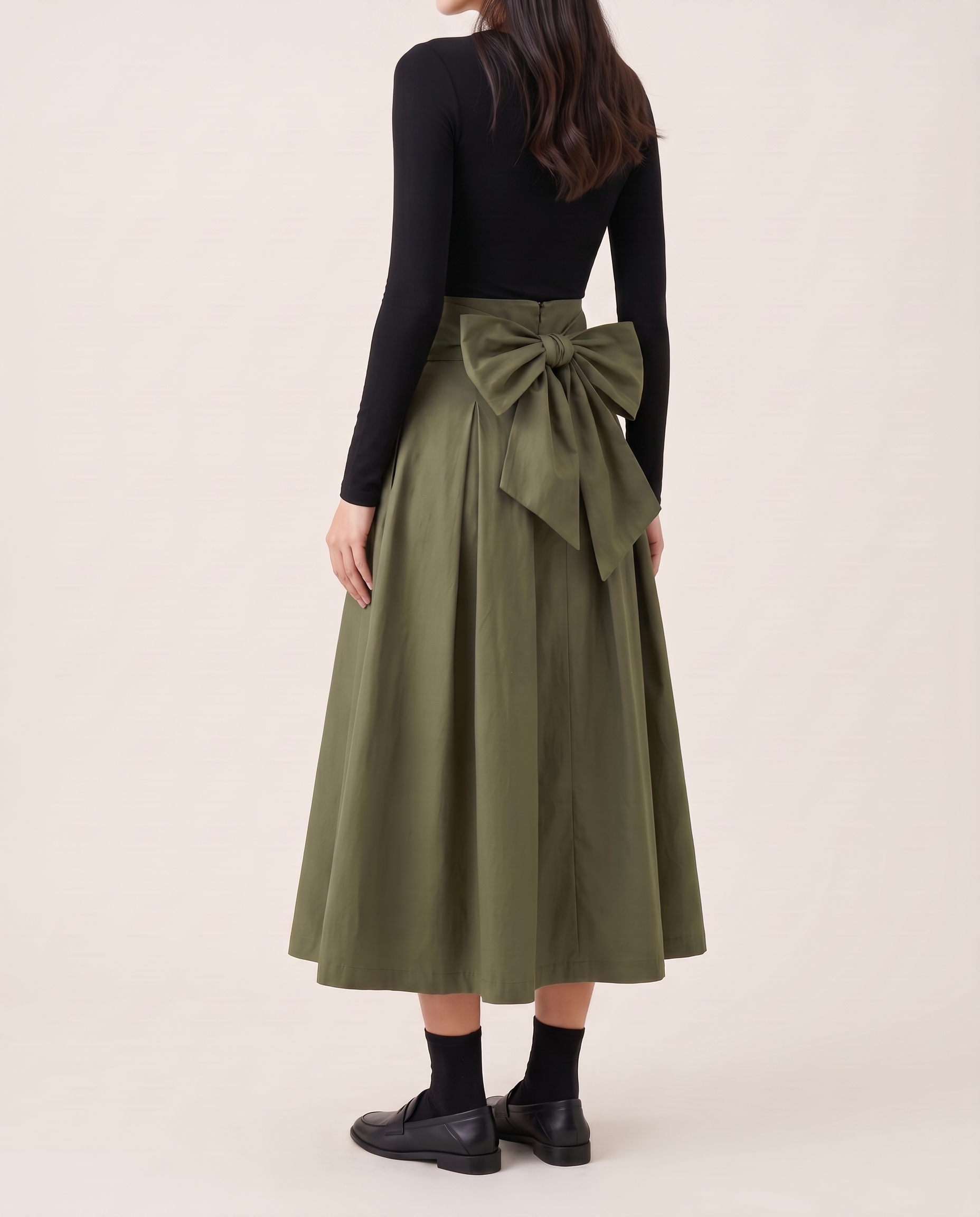 Solid Swing Maxi Skirt — three-quarter view