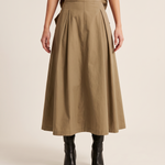 Solid Swing Maxi Skirt — Khaki front