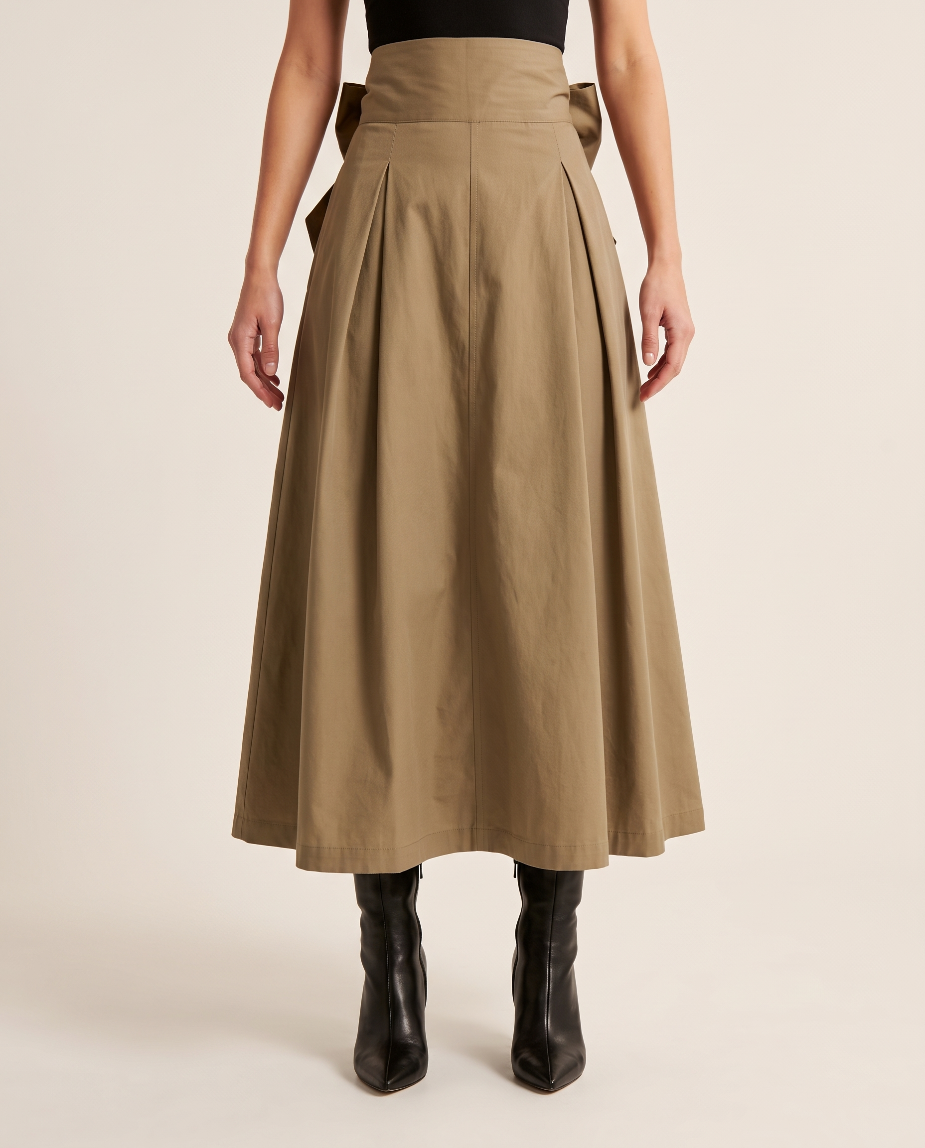 Solid Swing Maxi Skirt — Khaki front