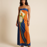 Strapless Open-Back Printed Maxi Dress — Multicolour studio