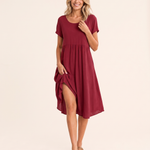 Summer Midi Dress with Relaxed Fit — Deep Red