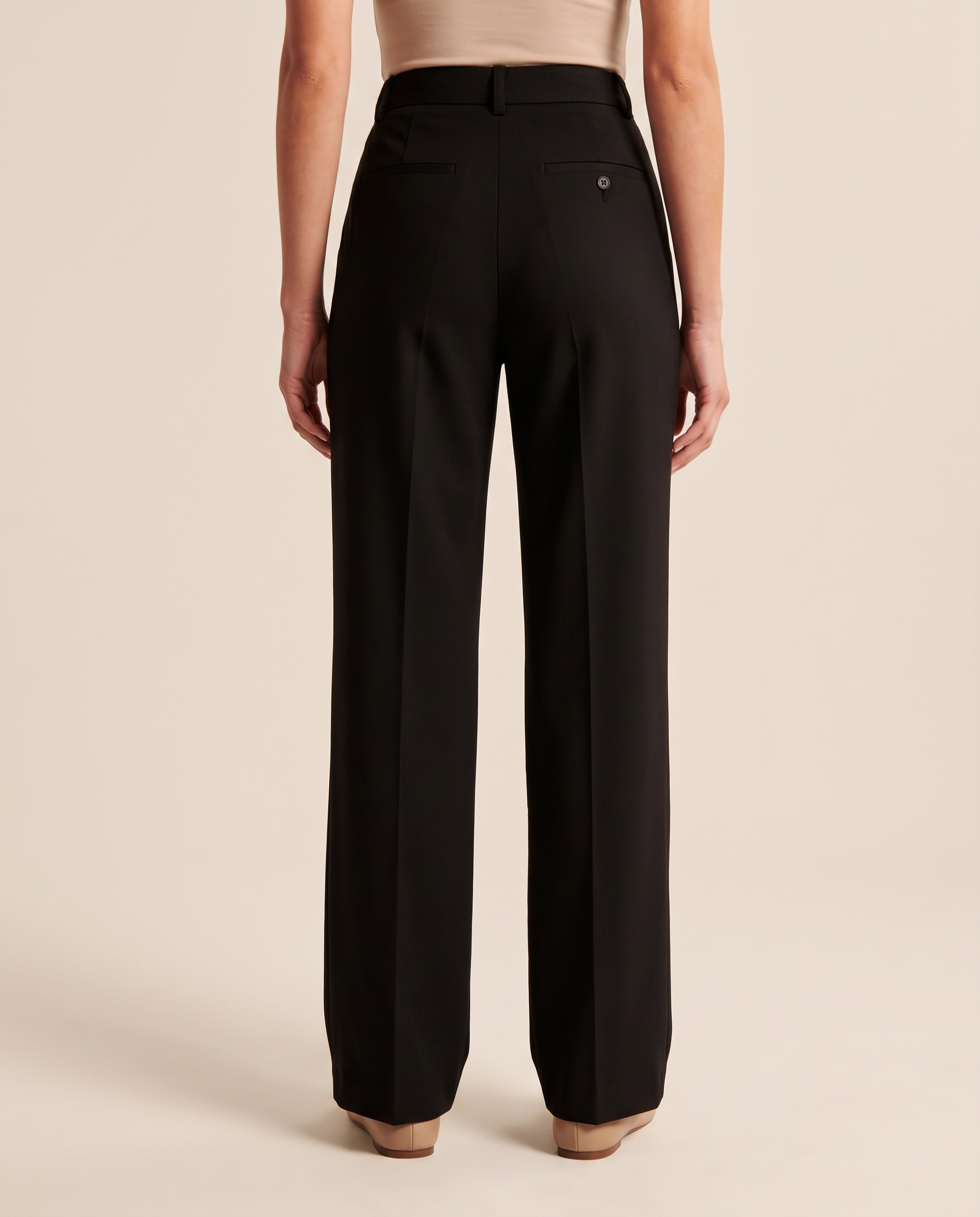 Tailored Straight-Cut Pants — back view