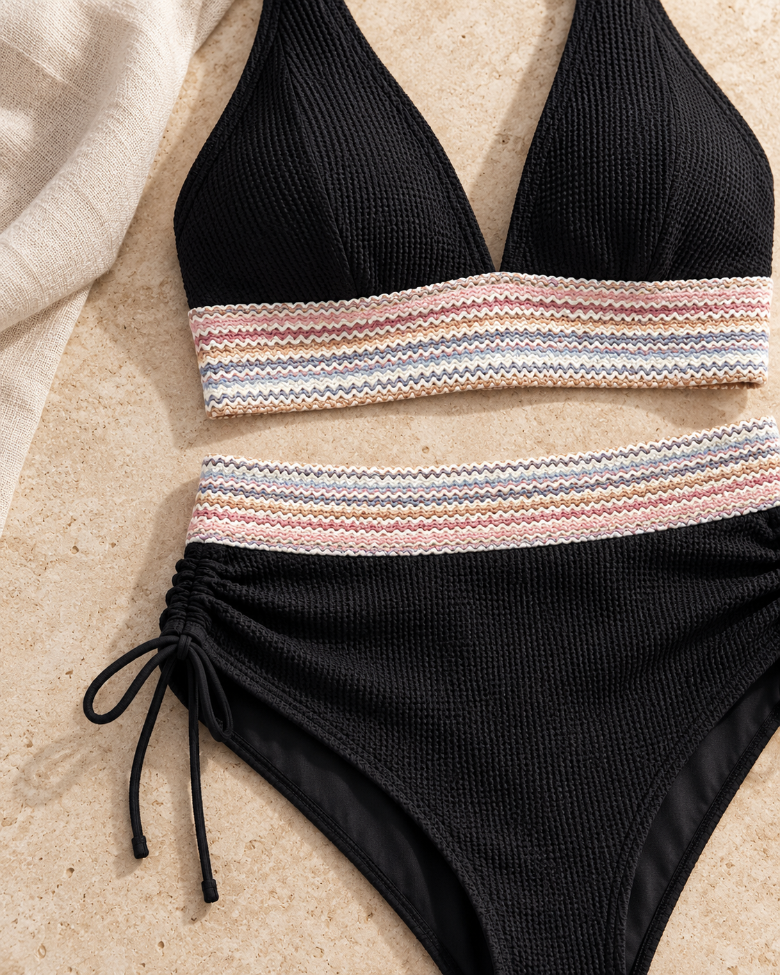 Textured Bikini Set with High Waist Brief – product detail view 1