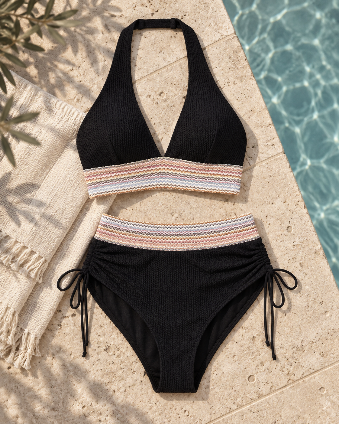 Textured Bikini Set with High Waist Brief – product detail view 2