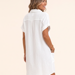 Textured Short Sleeve Shirt Dress with Pockets — construction detail