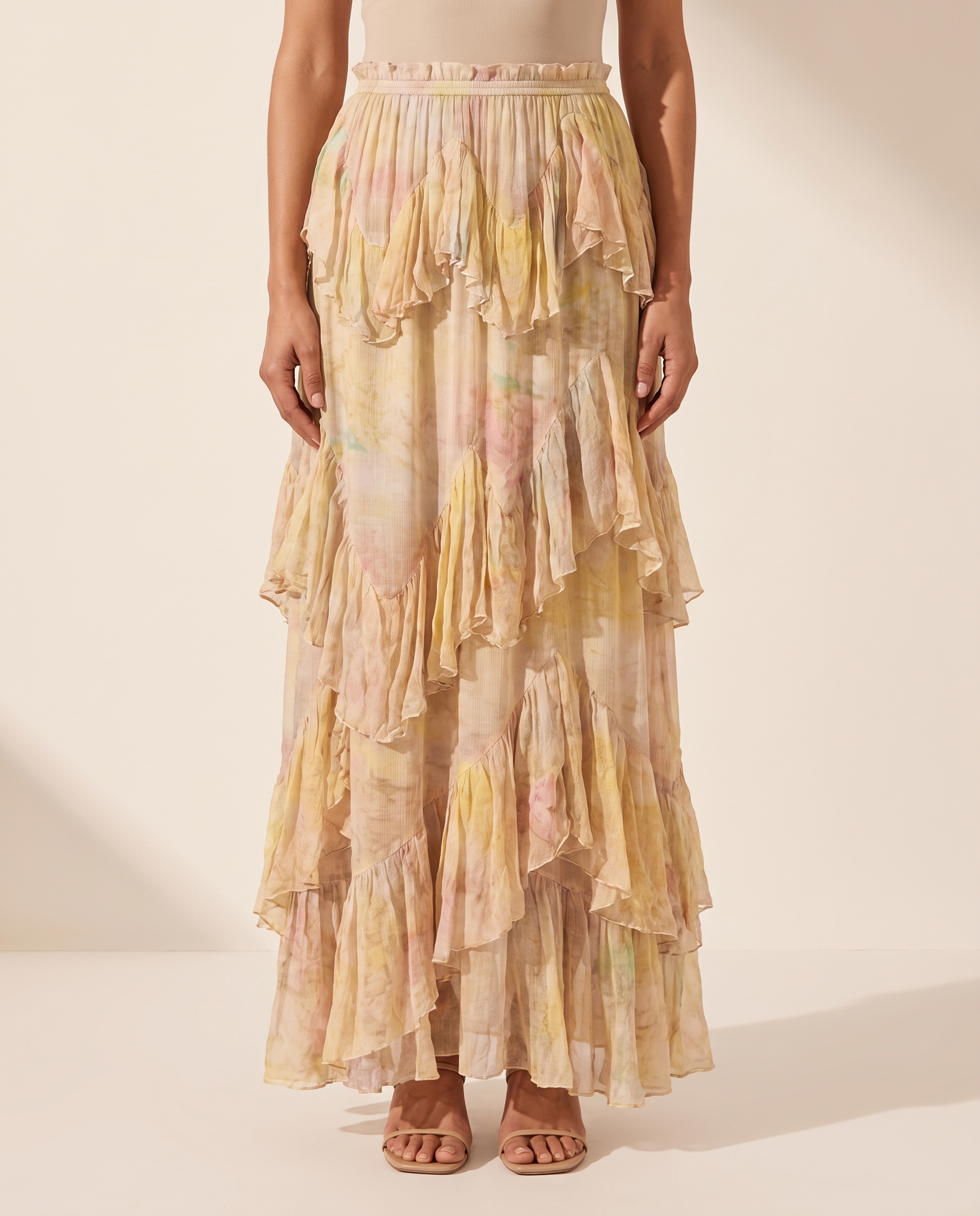 Tiered Ombre Print Maxi Skirt – primary product view