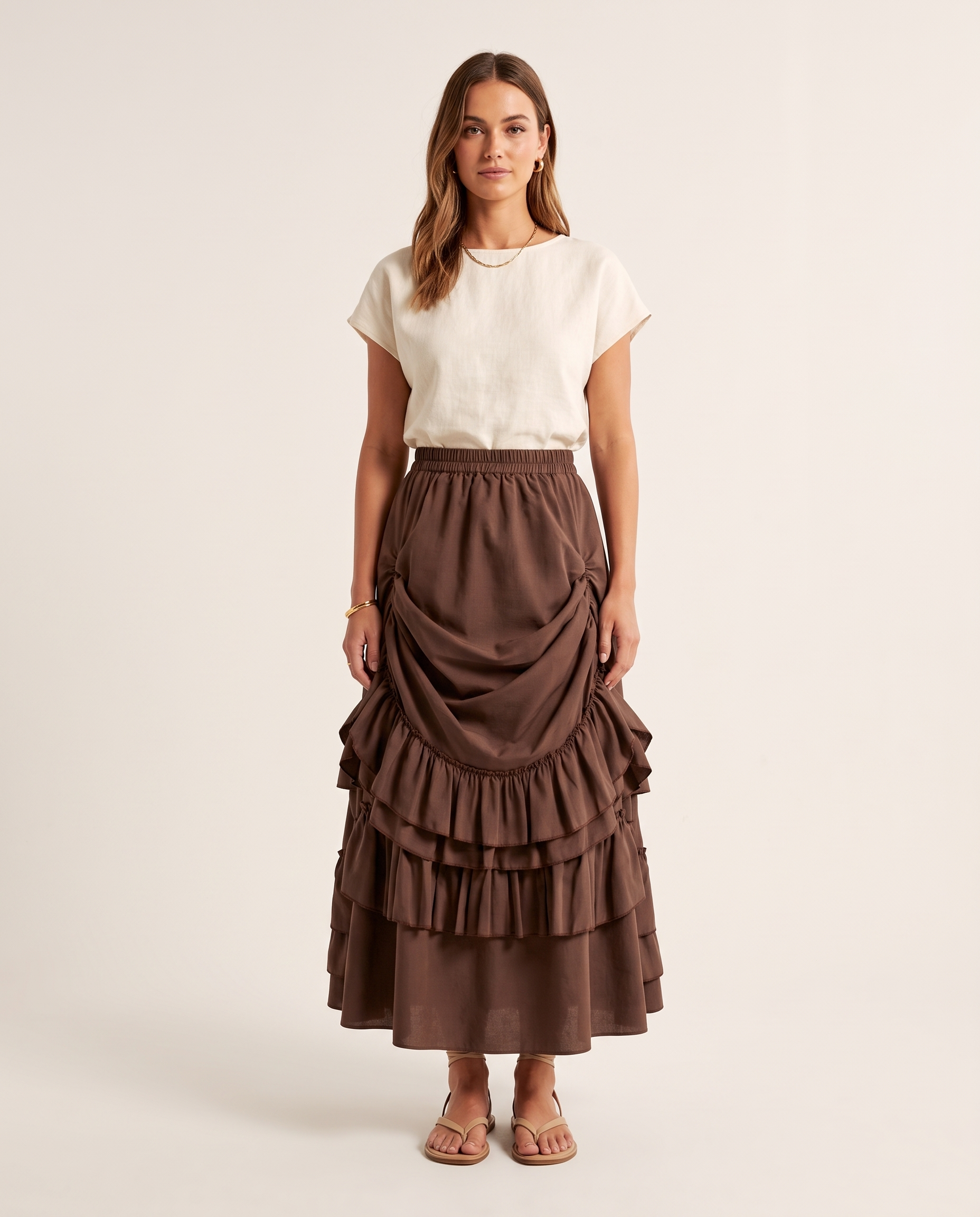 Tiered Ruffle Maxi Skirt with High Waist – primary product view