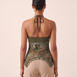 Printed Mesh Crop Top with Open Back – alternate product view