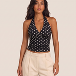 Ruched V Neck Crop Top with Halter Neck – product detail view 4