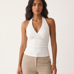 Ruched V Neck Crop Top with Halter Neck – product detail view 5