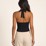Ruched V Neck Crop Top with Halter Neck – alternate product view