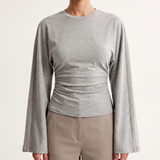 Slim Fit Long Sleeve Crop Top with Crew Neck – alternate product view