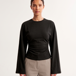 Slim Fit Long Sleeve Crop Top with Crew Neck – product detail view 2