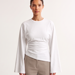 Slim Fit Long Sleeve Crop Top with Crew Neck – product detail view 3