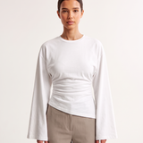 Slim Fit Long Sleeve Crop Top with Crew Neck – product detail view 3