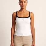 Contrast Trim Crop Tank Top with Square Neck – primary product view