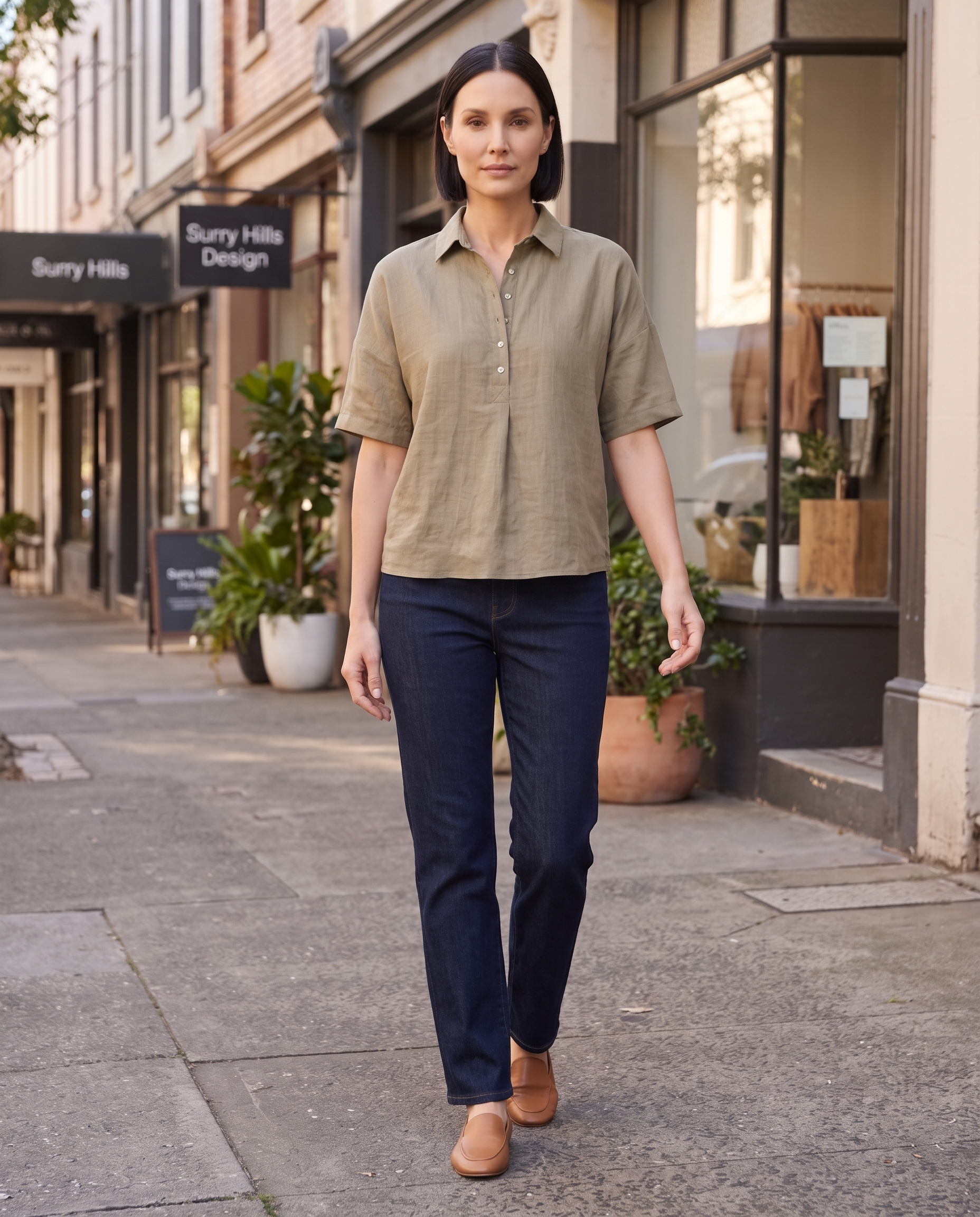 Short Sleeve Collared Button Front Shirt — lifestyle 2
