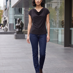 Short Sleeve Draped Cowl Neck Blouse — lifestyle 2