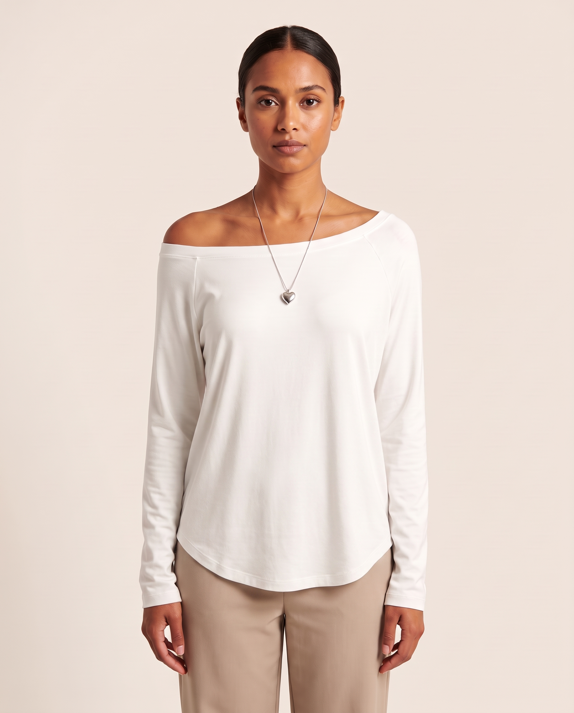 Off Shoulder Long Sleeve Top with Relaxed Fit – primary product view