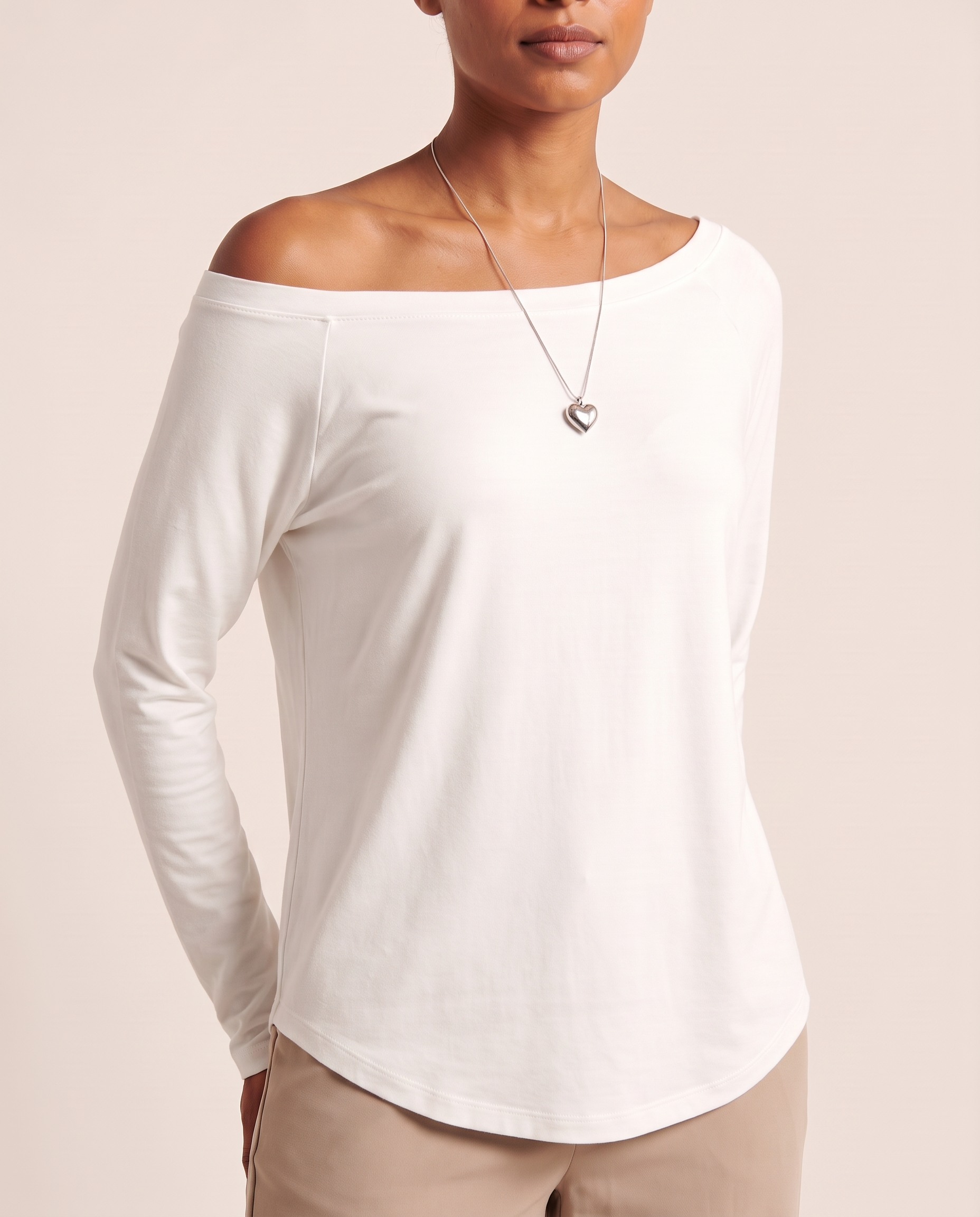 Off Shoulder Long Sleeve Top with Relaxed Fit – alternate product view