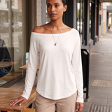 Off Shoulder Long Sleeve Top with Relaxed Fit – product detail view 1