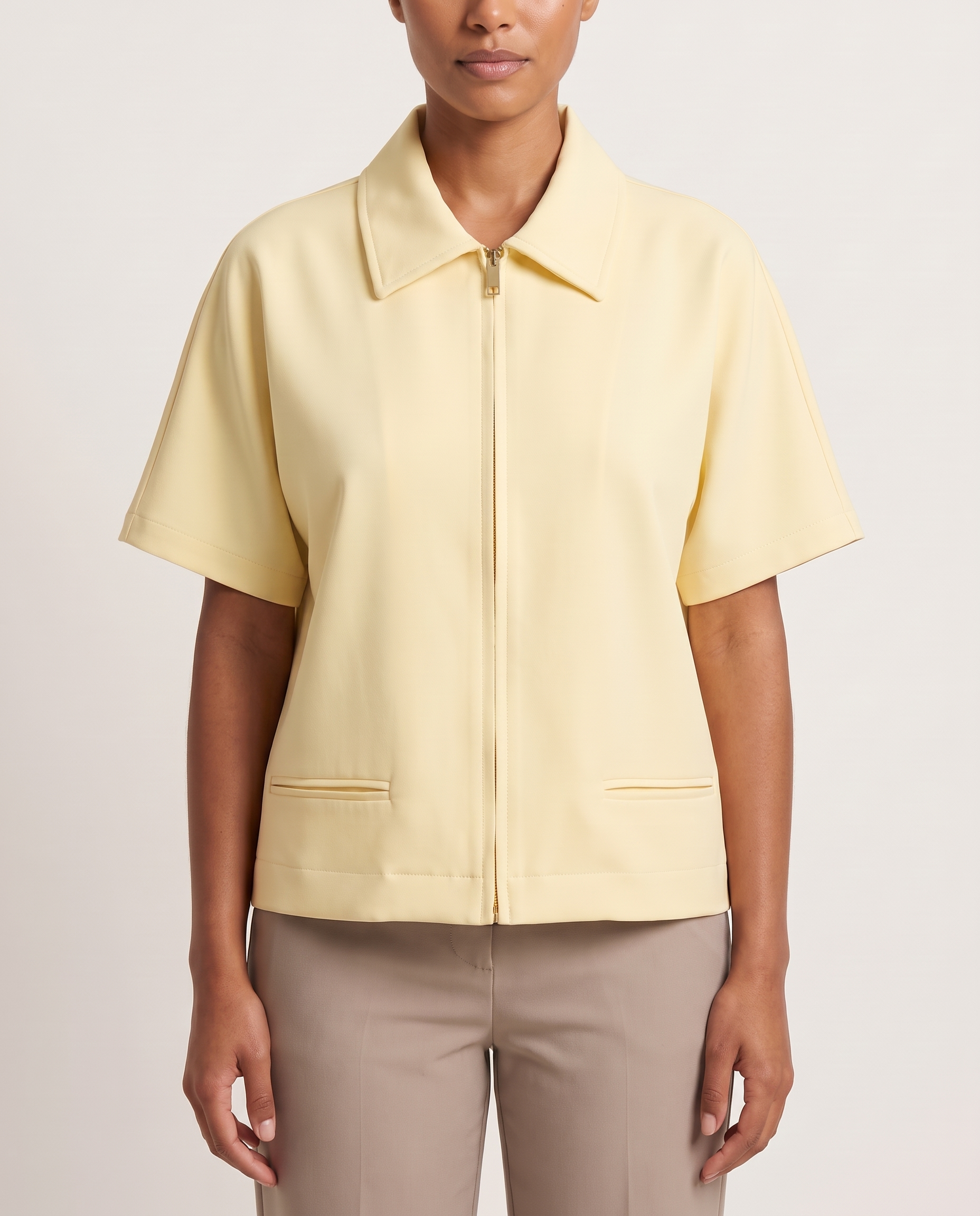 Cropped Varsity Jacket with Zip Front – alternate product view