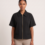 Cropped Varsity Jacket with Zip Front – product detail view 3