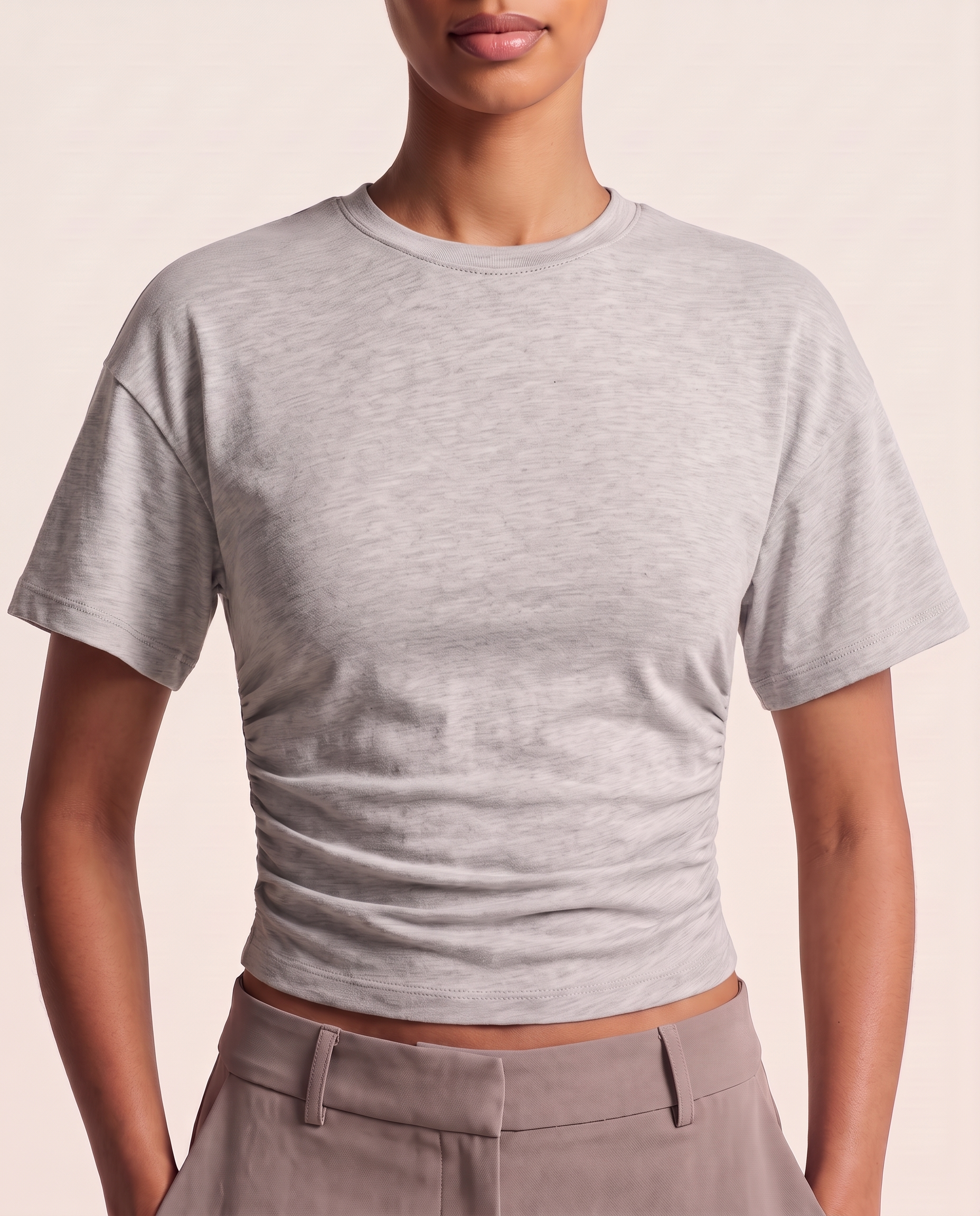 Relaxed Crop T Shirt with Crew Neck – alternate product view