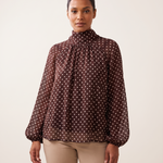 Polka Dot Blouse with High Neck and Long Sleeves – primary product view