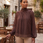 Polka Dot Blouse with High Neck and Long Sleeves – product detail view 2