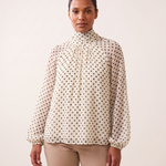 Polka Dot Blouse with High Neck and Long Sleeves – product detail view 3