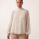 Polka Dot Blouse with High Neck and Long Sleeves – product detail view 3