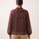 Polka Dot Blouse with High Neck and Long Sleeves – alternate product view