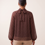 Polka Dot Blouse with High Neck and Long Sleeves – alternate product view