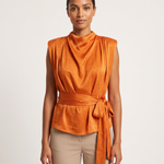 Sleeveless Satin Top with Side Tie – primary product view