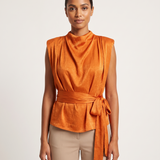 Sleeveless Satin Top with Side Tie – primary product view