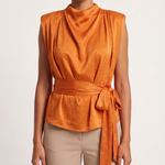 Sleeveless Satin Top with Side Tie – product detail view 1