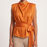 Sleeveless Satin Top with Side Tie – product detail view 1