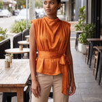 Sleeveless Satin Top with Side Tie – product detail view 2