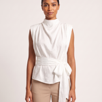 Sleeveless Satin Top with Side Tie – product detail view 3