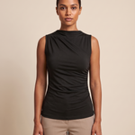 Ruched High Neck Tank Top with Pleated Body – product detail view 3