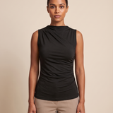 Ruched High Neck Tank Top with Pleated Body – product detail view 3