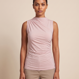 Ruched High Neck Tank Top with Pleated Body – product detail view 4