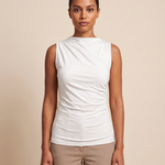 Ruched High Neck Tank Top with Pleated Body – product detail view 5