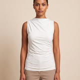 Ruched High Neck Tank Top with Pleated Body – product detail view 5