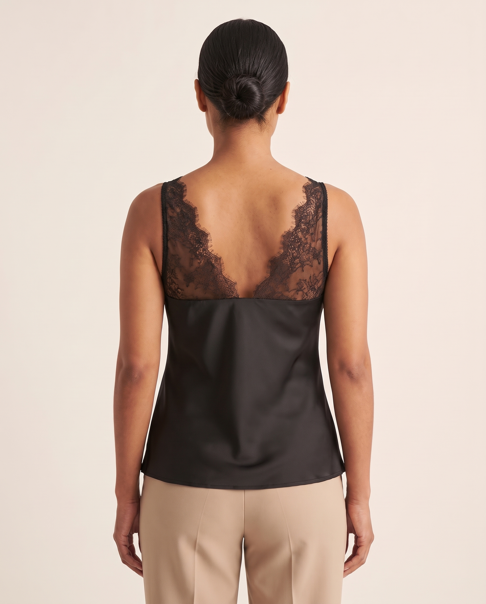Lace Panel Cami Top with Deep V Neck – alternate product view