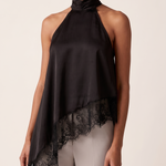 Satin and Lace Halter Top with Asymmetric Hem – product detail view 1